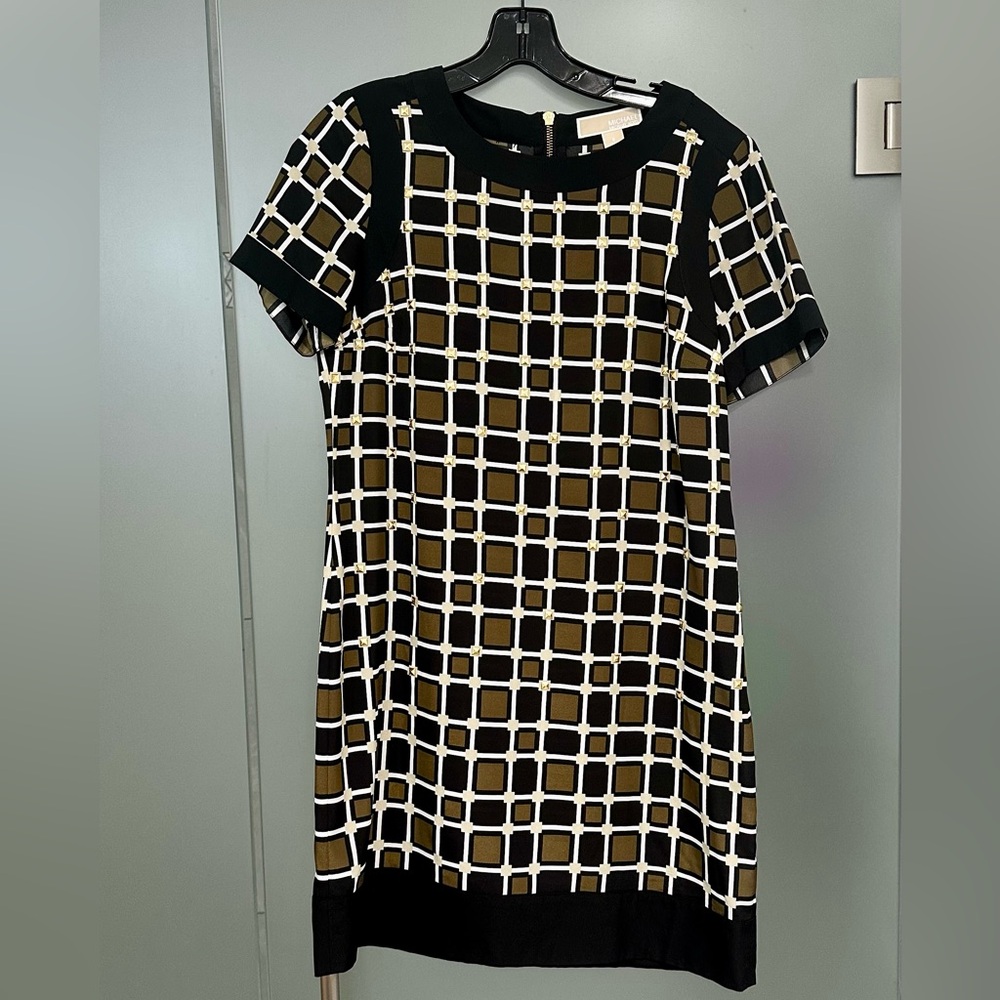 Michael Kors Short Sleeve Gold Studded Dress